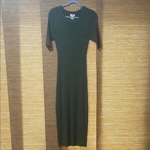 Camila Coelho Black Ribbed Bodycon Midi Dress